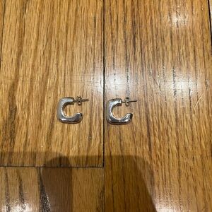 Silver Square Hoop Earrings